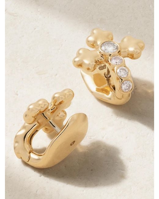 UNIFORM OBJECT Metallic Cross 18-Karat Diamond Earrings