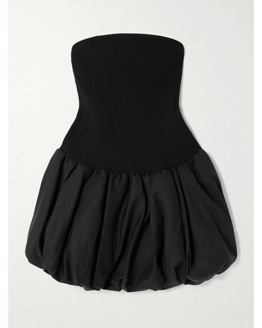 Jonathan Simkhai Black Pollie Strapless Stretch Recycled-Knit And Linen-Blend Mini Dress