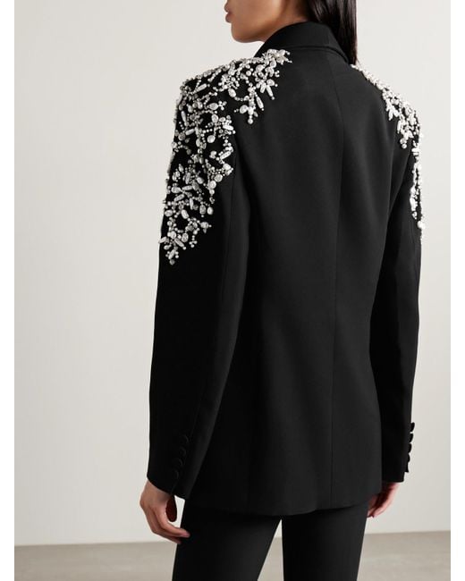 Zuhair Murad Black Embellished Crepe Blazer