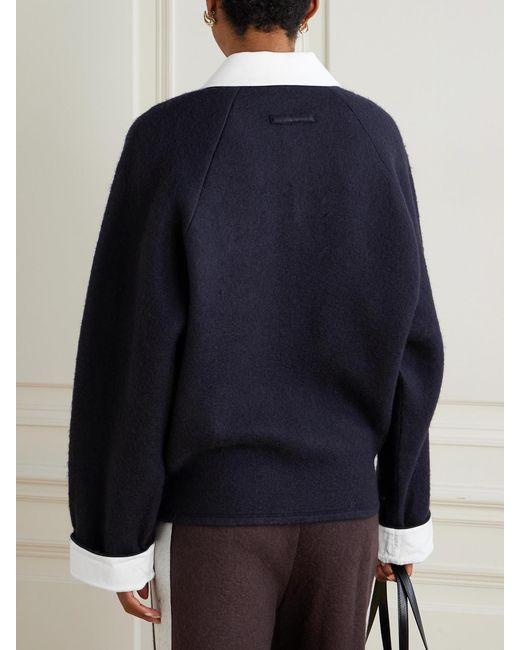 Tory Burch Blue Wool And Cotton-Blend Polo Shirt