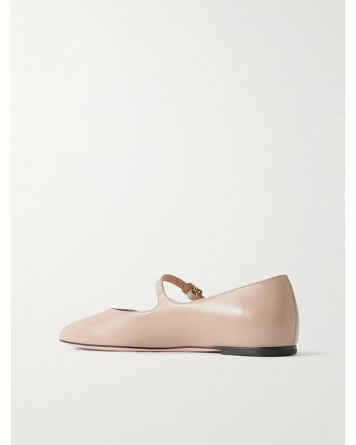 Bally Natural Belkys Leather Mary-Jane Ballet Flats