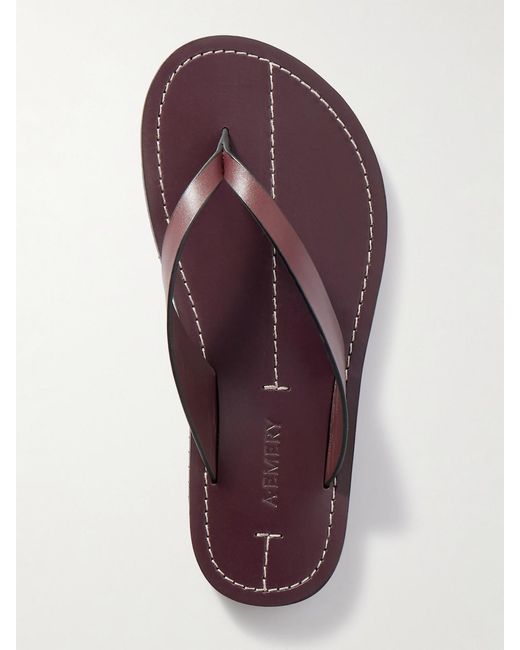A.Emery Brown Flora Leather Flip Flops