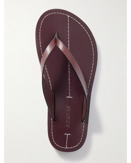 A.Emery Brown Flora Leather Flip Flops