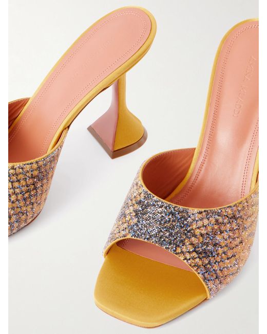 AMINA MUADDI Natural Lupita Crystal-Embellished Printed Leather Sandals