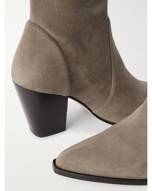 Stuart Weitzman White Jolene Suede Ankle Boots