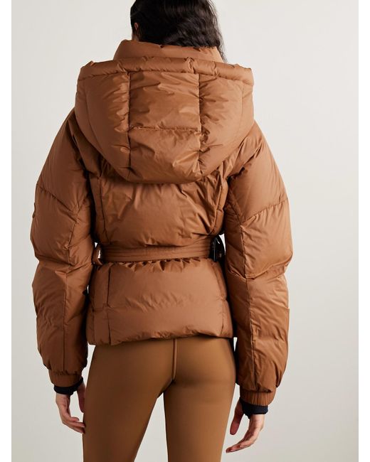 CORDOVA Brown The Monterosa Hooded Belted Quilted Recycled Down Ski Jacket