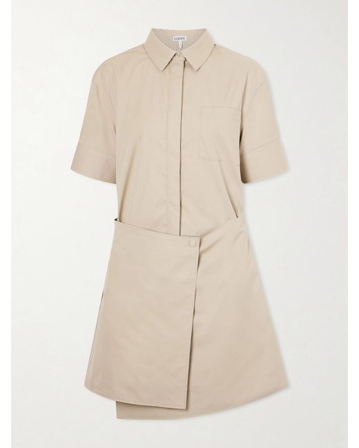 Loewe Natural Asymmetric Cotton And Silk Gabardine-Blend Mini Dress