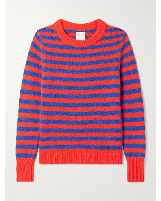 Suzie Kondi Red Sarra Striped Cashmere Sweater