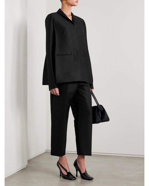 Khaite Black Crittan Wool And Silk-Blend Faille Blazer