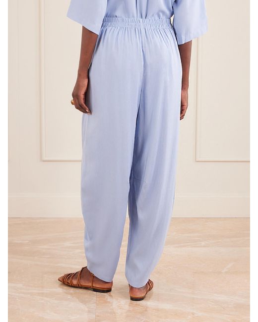 Jamie Haller Blue Arc Silk Tapered Pants