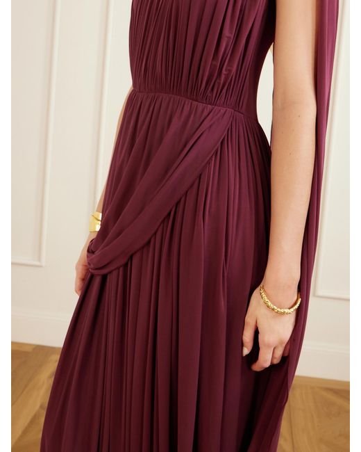 FFORME Red Kahlo Asymmetric Draped Crepe Dress