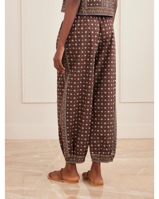 Doen Brown Yarrow Printed Cotton Balloon Pants