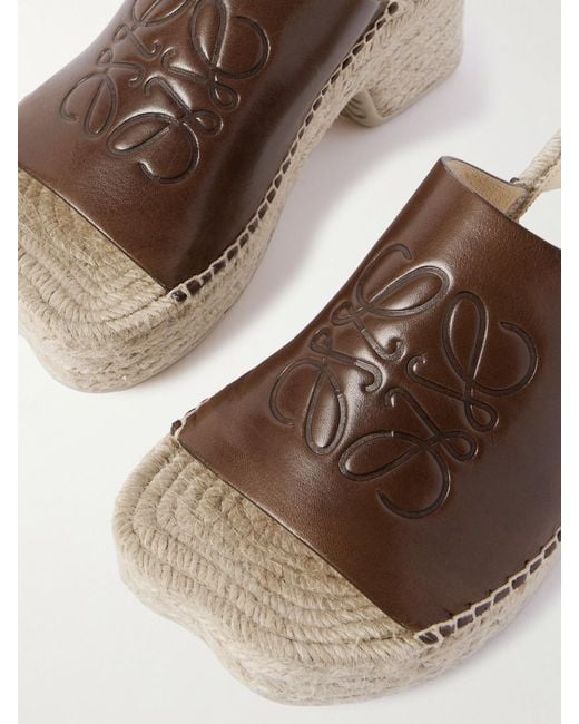 Loewe Brown Paula's Ibiza Leather Platform Wedge Sandals