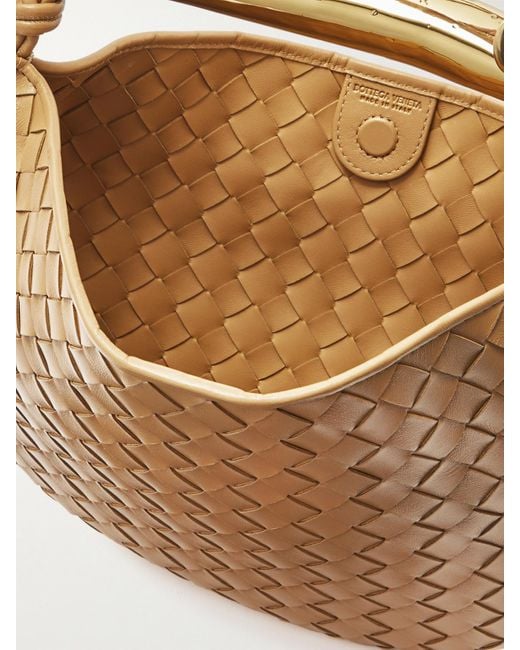 Bottega Veneta Brown Sardine Small Intrecciato Leather Shoulder Bag With Chain