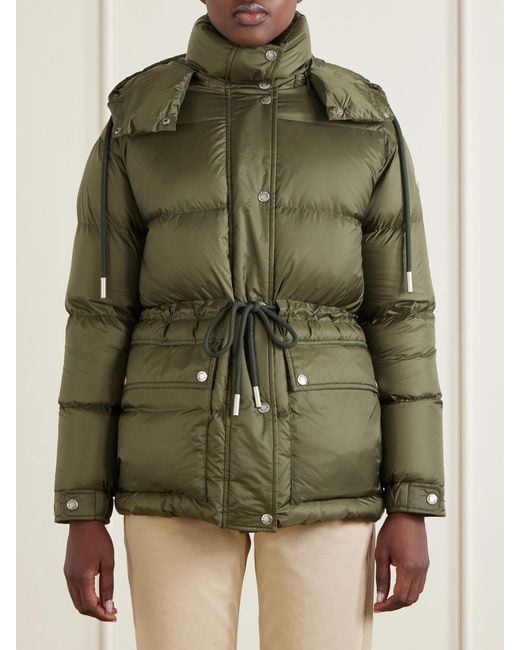 Moncler Green Sesie Hooded Quilted Shell Down Jacket