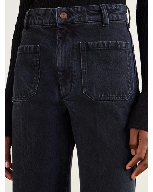 Victoria Beckham Blue Alina Logo-Embroidered High-Rise Flared Jeans