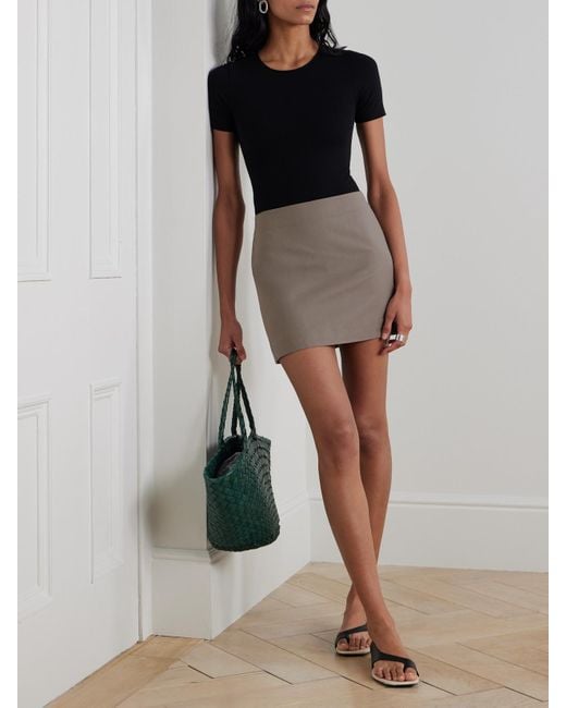 Matteau Natural Wool-Blend Twill Mini Skirt
