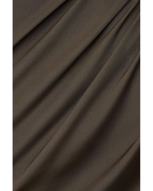 Bottega Veneta Brown Embellished Cutout Ruched Stretch-Jersey Maxi Dress