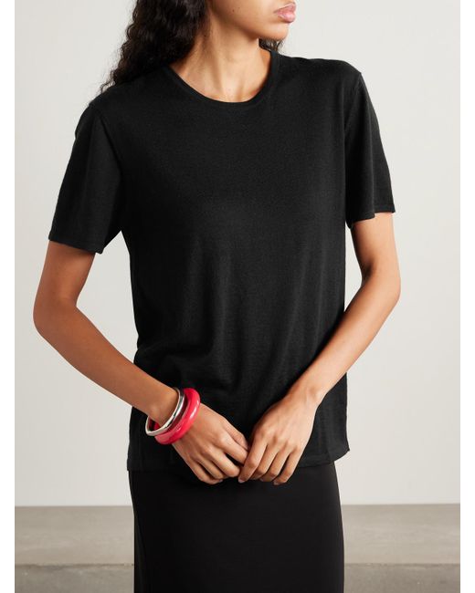 ÉTERNE Black Boyfriend Cashmere-Jersey T-Shirt
