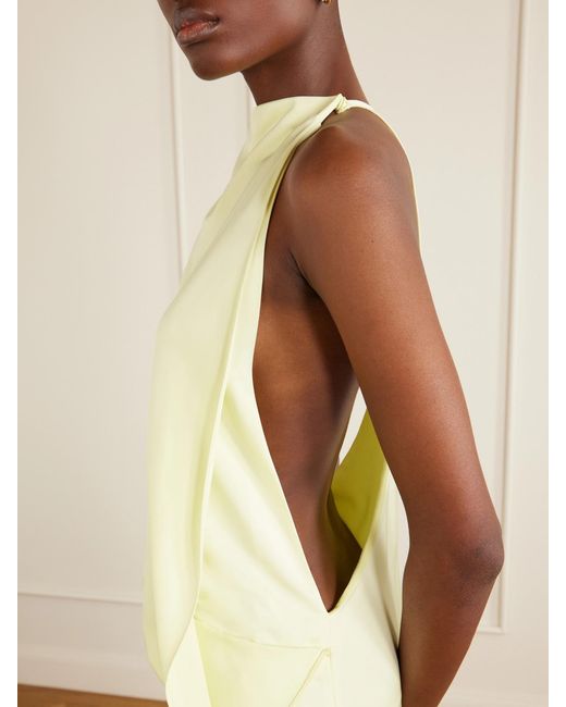 Sportmax White Draped Satin Maxi Dress