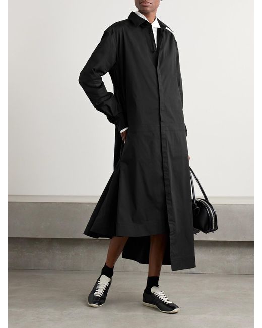 Adidas Originals Black Y3 Midi-Hemdblusenkleid Aus Popeline Aus Einer Baumwollmischung