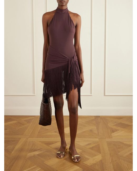 Taller Marmo Purple Artemis Swimsuit And Fringed Pareo Set