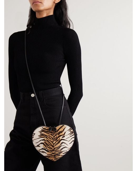 Alaïa White Le Coeur Animal-Print Leather-Trimmed Calf Hair Shoulder Bag