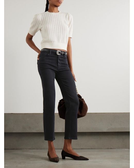 FRAME Blue Le Sleek High-Rise Straight-Leg Jeans