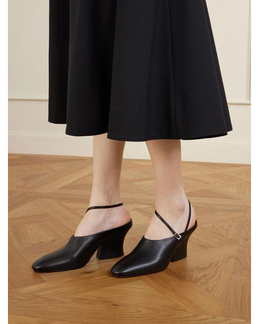 Jil Sander Black Grained-Leather Mules