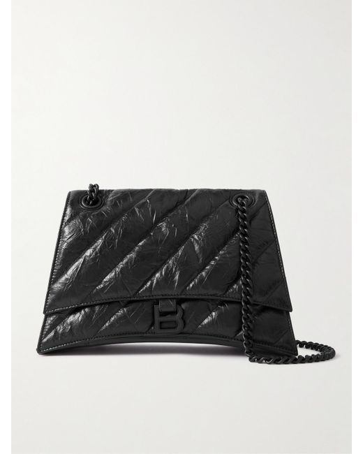 Balenciaga Black Crush Mittelgroße Schultertasche Aus Gestepptem Leder