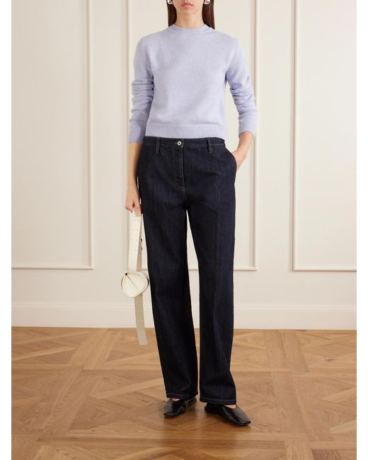 Jil Sander Blue Cropped Wool And Cashmere-Blend Sweater