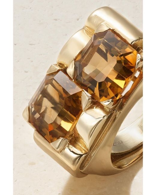 Fred Leighton Natural Retro 18-Karat Citrine Pinky Ring