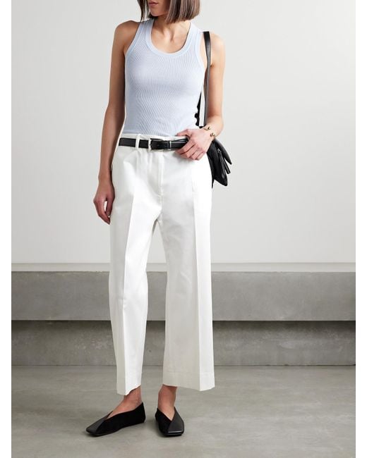 Proenza Schouler White Amara Cropped Cotton-Blend Twill Wide-Leg Pants