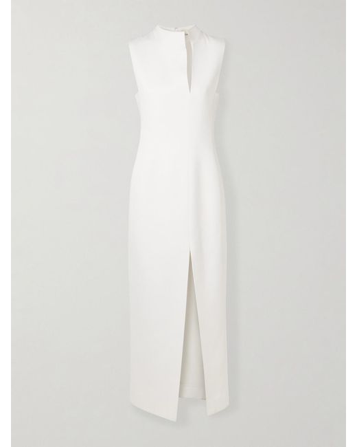 Khaite White Lowen Satin-Crepe Midi Dress