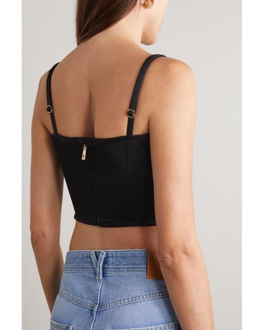 Versace Black Icons Verkürztes Bustier Aus Satin Mit Verzierungen