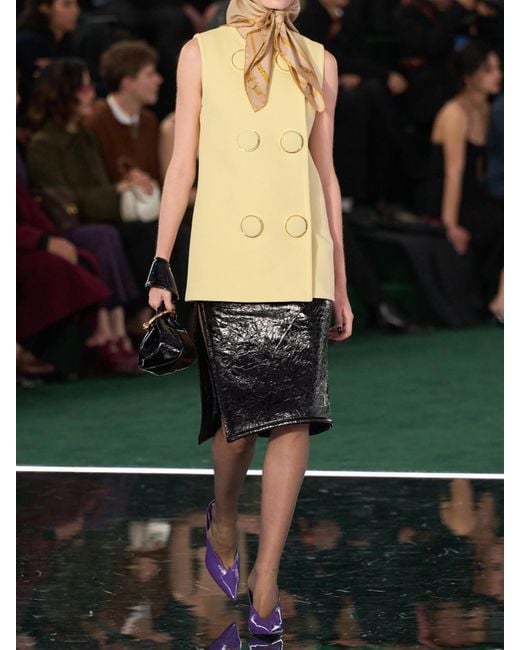 Gucci Yellow Double-Breasted Crepe Vest