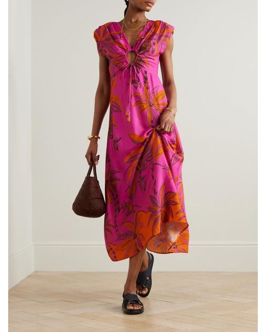 Farm Rio Red Beach Forest Maxikleid Aus Bedrucktem Lenzing Ecovero