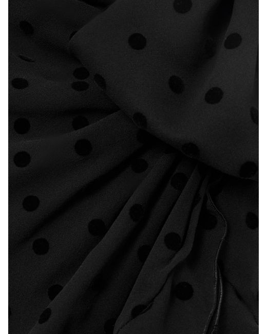 Alessandra Rich Black Ruffled Flocked Silk-Chiffon Gown