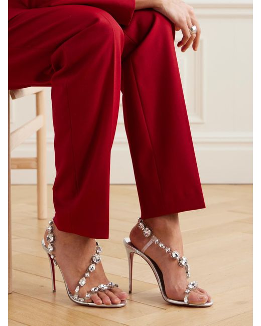 Christian Louboutin White Rosalie 100 Crystal-Embellished Pvc Sandals