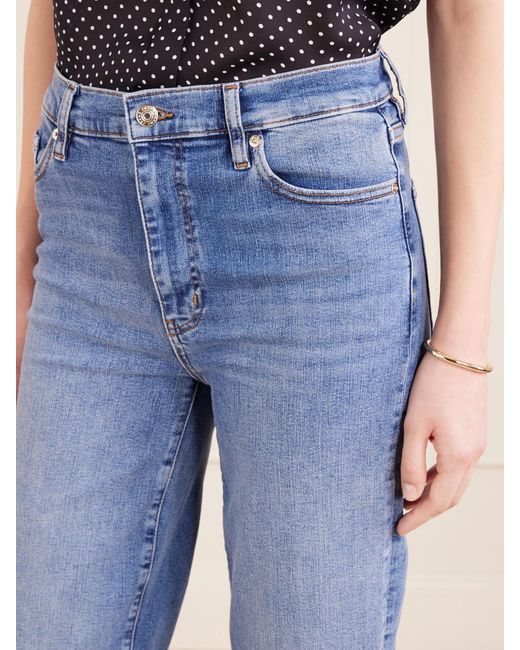FRAME Blue Le Sleek Straight High-Rise Straight-Leg Jeans