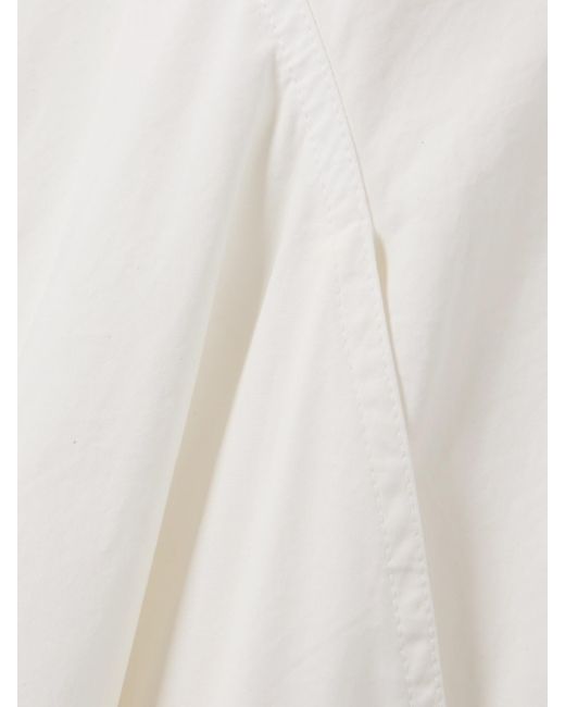 Bottega Veneta White Midikleid Aus Popeline Aus Einer Baumwollmischung Mit Falten Und Verzierungen