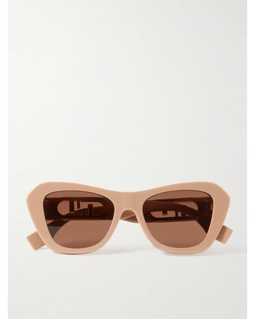 Fendi Brown O'Lock Cat-Eye Acetate And-Tone Sunglasses