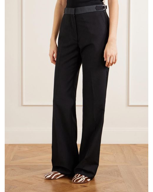Wales Bonner Blue Gallery Satin-Trimmed Wool-Twill Flared Pants