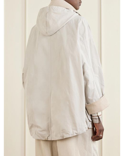 Brunello Cucinelli Natural Corduroy-Trimmed Cotton And Linen-Blend Coat