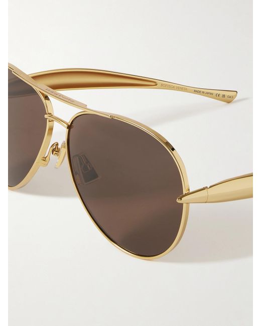 Bottega Veneta Metallic Sardine Goldfarbene Pilotensonnenbrille