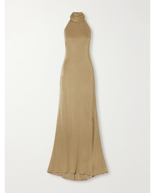Ralph Lauren Natural Kelsie Metallic Jersey Gown