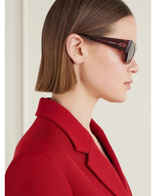Céline Red Square-Frame Acetate Sunglasses