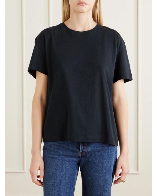 Totême Black Logo-Embroidered Organic Cotton T-Shirt