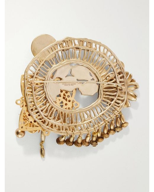 Dries Van Noten Metallic Embellished-Tone Brooch