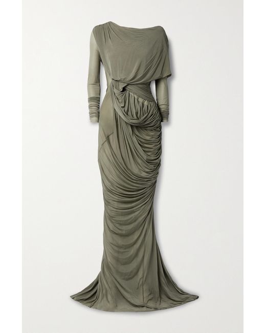 Rick Owens Draped Stretchjersey Gown in Green Lyst